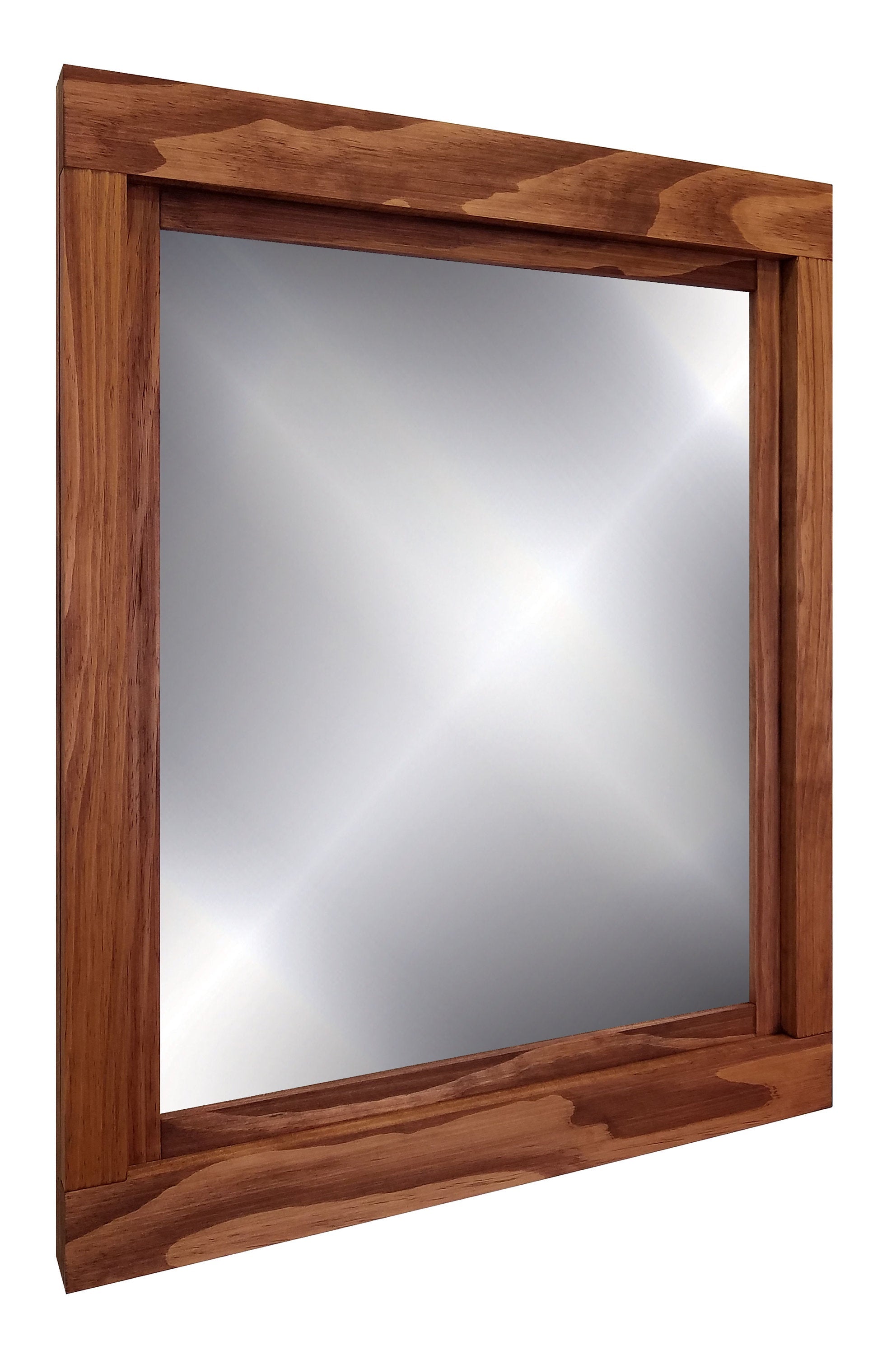 Farmhouse Wood Framed Wall Mirror - 20 Stain Colors, Shown in English Chestnut 