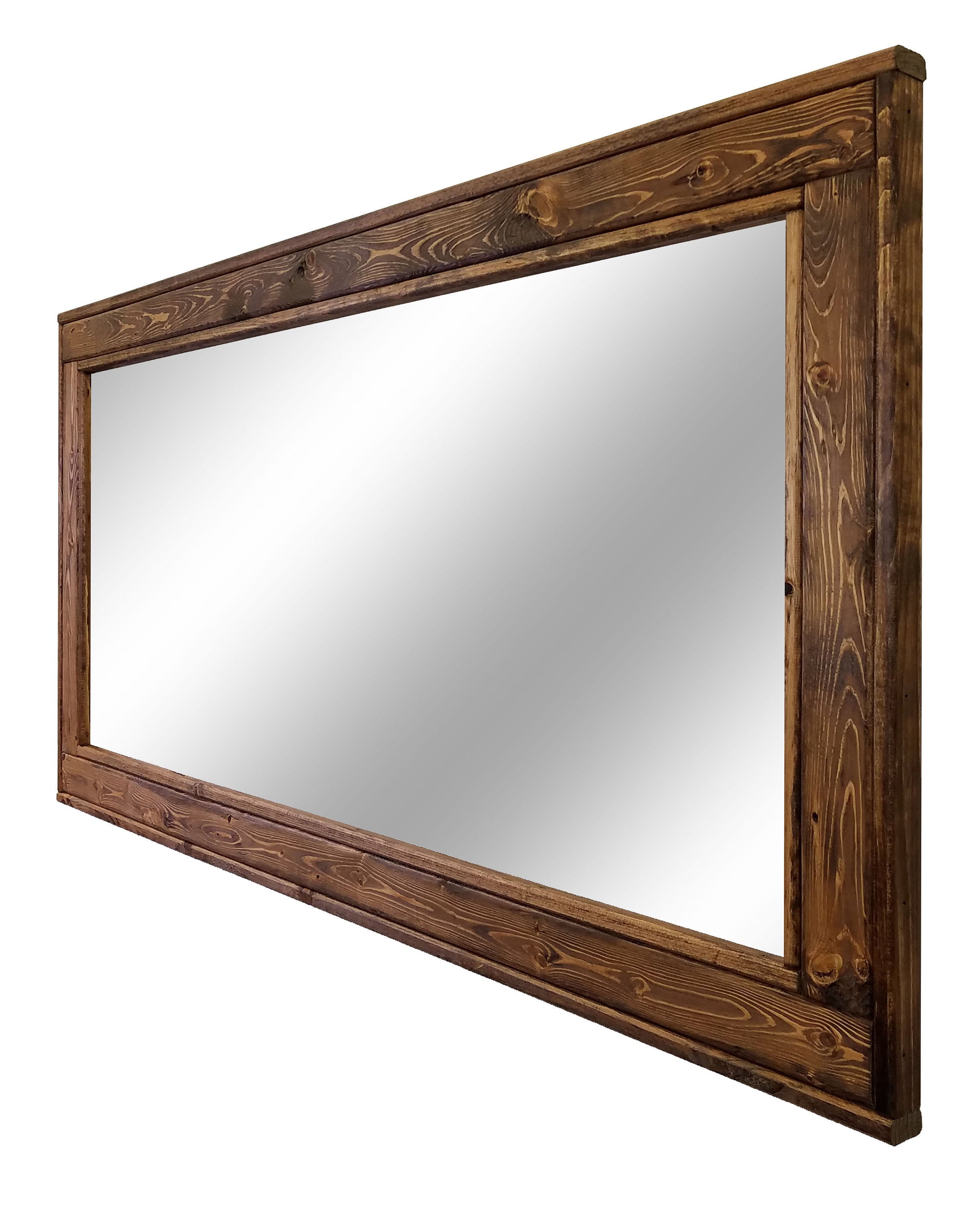 Herringbone Reclaimed Styled Wood Mirror, 5 Sizes & 20 Colors, Shown in Provincial 