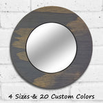 Wood Curve Round Decorative Wall Mirror Stain Samples - Renewed Decor & Storage