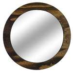 Wood Curve Round Decorative Wall Mirror Stain Samples - Renewed Decor & Storage