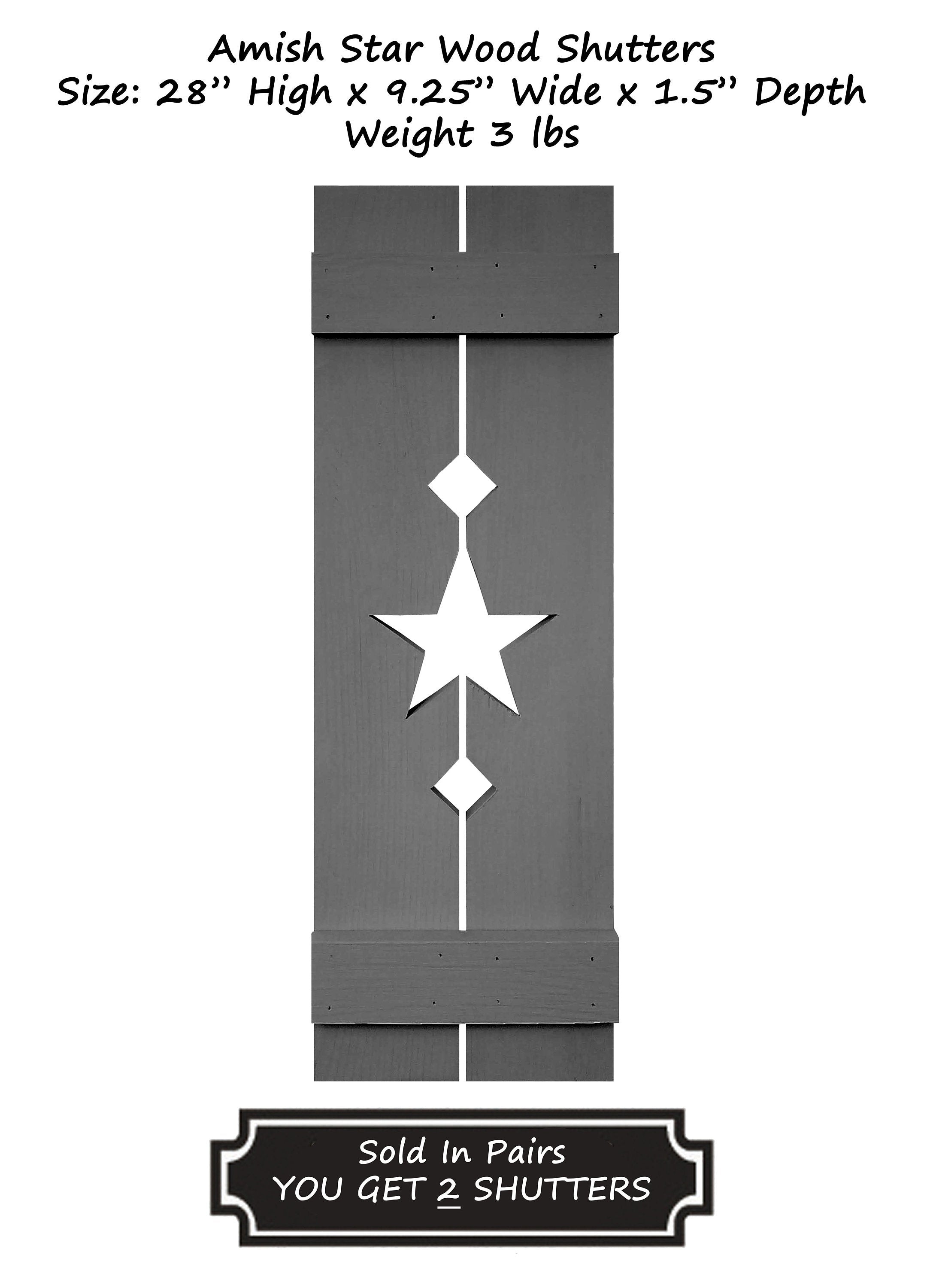 Amish Star Wooden Shutters - 20 Paint Colors - Lane of Lenore
