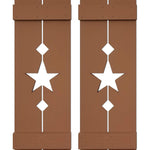 Amish Star Wooden Shutters - 20 Paint Colors, Shown in Lab Brown