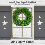 Amish Star Wooden Shutters - 20 Paint Colors, Shown in Slate Gray, Lane of Lenore