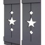 Amish Star Wooden Shutters - 20 Paint Colors, Shown in Slate Gray