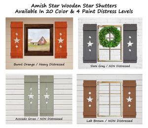 Custom Handmade Home Decor, Amish Star Wooden Shutters, Lane of Lenore