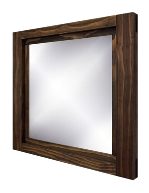 Farmhouse Wood Framed Wall Mirror, 5 Sizes & 20 Colors, Shown in Jacobean