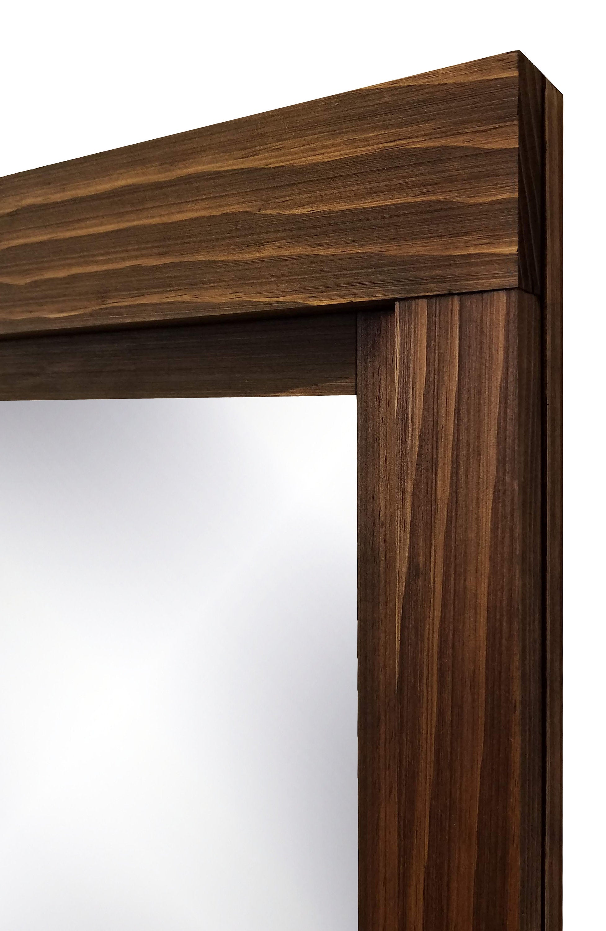 Farmhouse Wood Framed Wall Mirror, 5 Sizes & 20 Colors, Shown in Jacobean