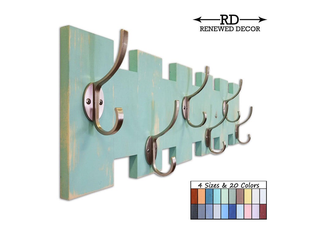 Easton Wall Mounted Hook Rack - 20 Paint Colors - Renewed Decor & Storage