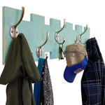 Easton Wall Mounted Hook Rack, Shown in Sea Blue with Nickel Hooks