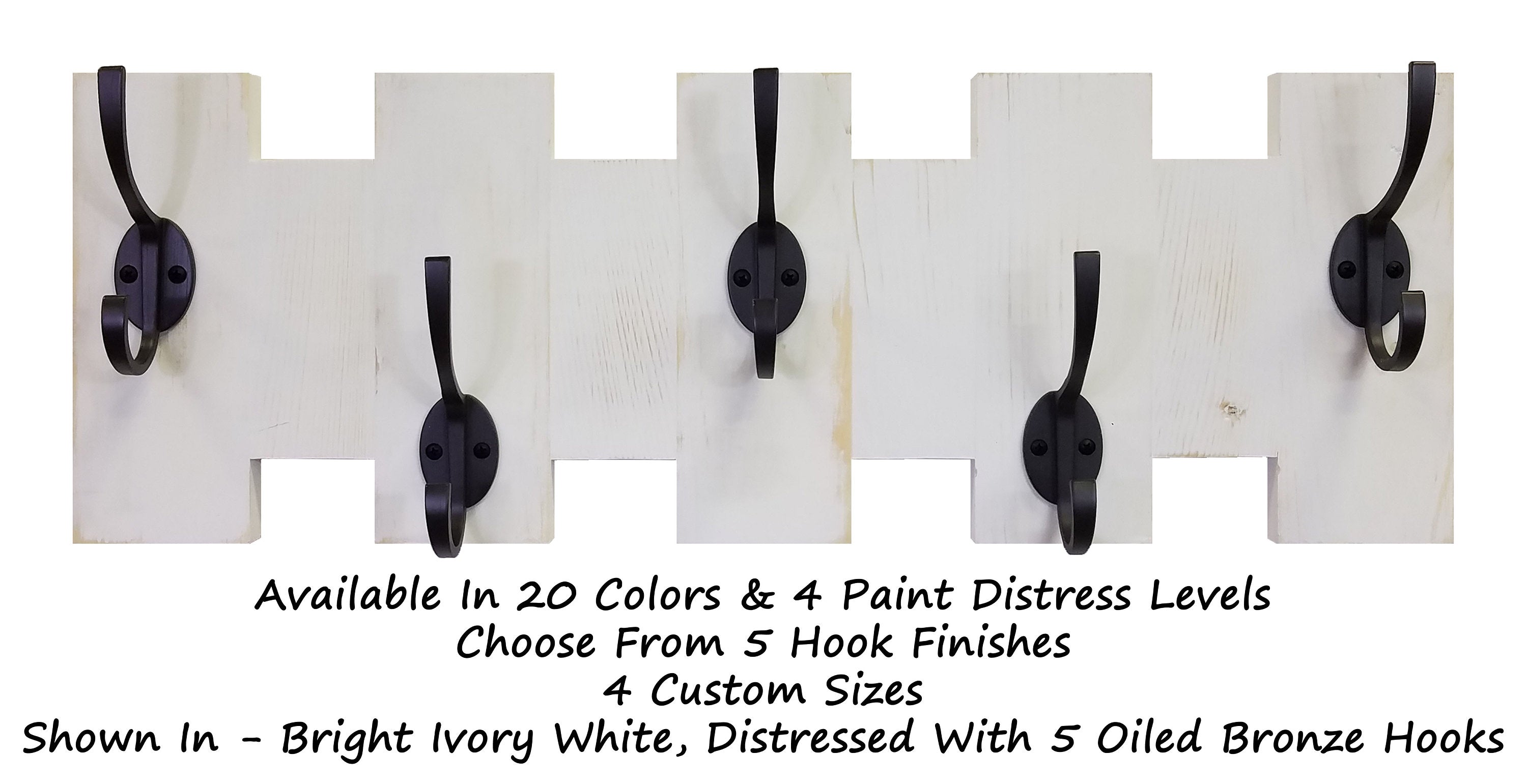 Easton Wall Mounted Hook Rack, Shown in Bright White with Oiled Bronze Hooks