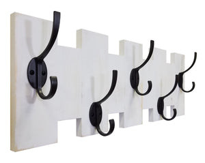 Easton Wall Mounted Hook Rack, Shown in Bright White with Oiled Bronze Hooks
