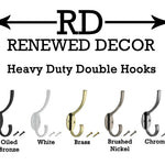 Heavy Duty Double Hooks 5 Finishes, Oiled Bronze, Nickel, Chrome, Brass, White