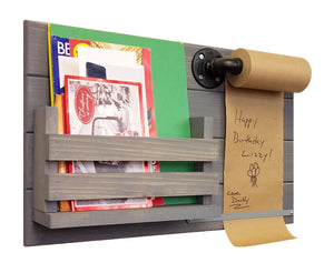Rustic Wood Mail Holder - Wooden Paper Roll Holder - 20 Stain Colors