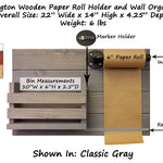 Abington Wooden Paper Roll Holder and Wall Organizer - 20 Stain Colors - Renewed Decor & Storage