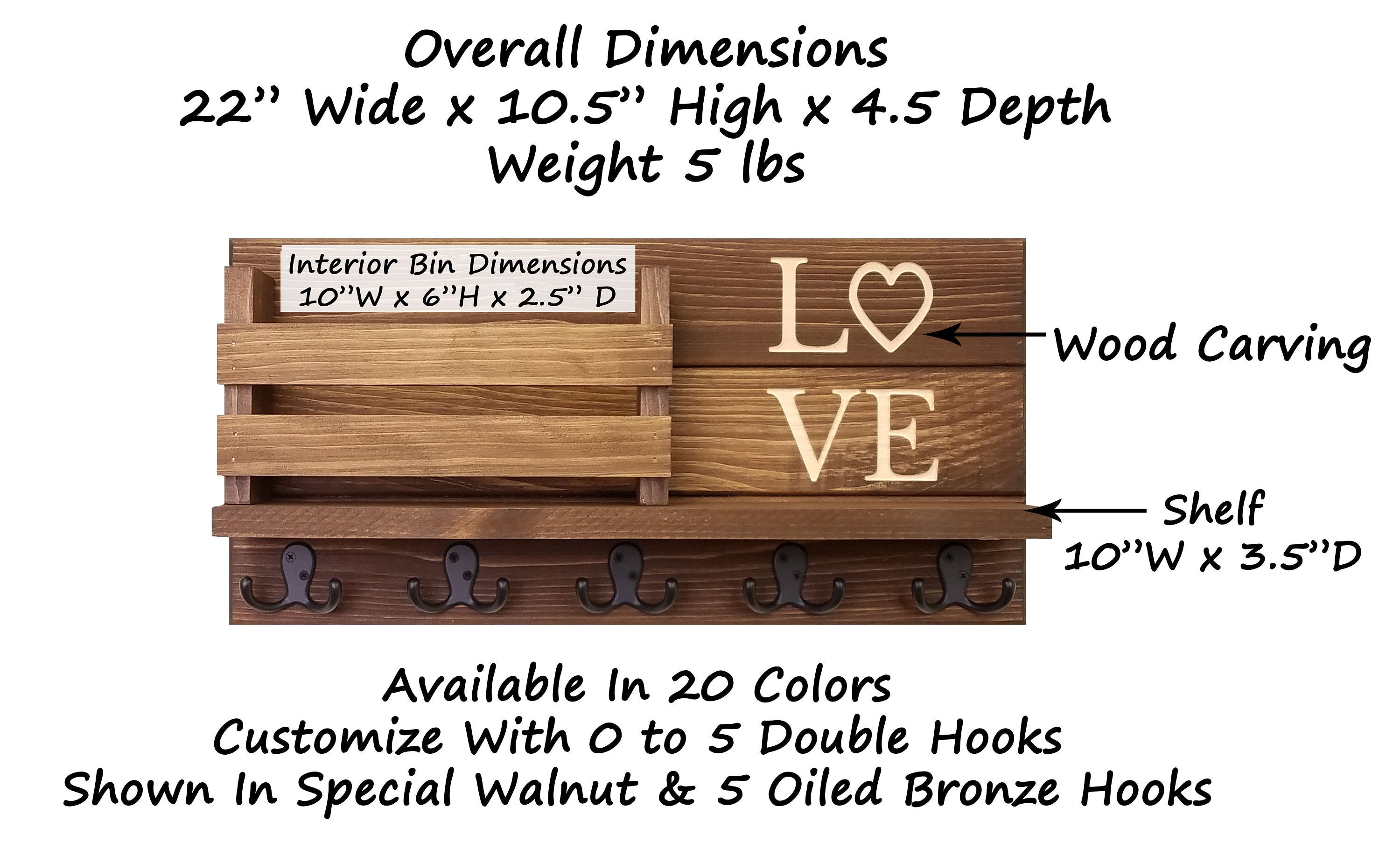 Personalized Love Discovery Rustic Home Organizer, Mail & Key Holder, Floating Shelf, Coat Hook - Renewed Decor & Storage
