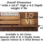 Personalized Love Discovery Rustic Home Organizer, Mail & Key Holder, Floating Shelf, Coat Hook - Renewed Decor & Storage