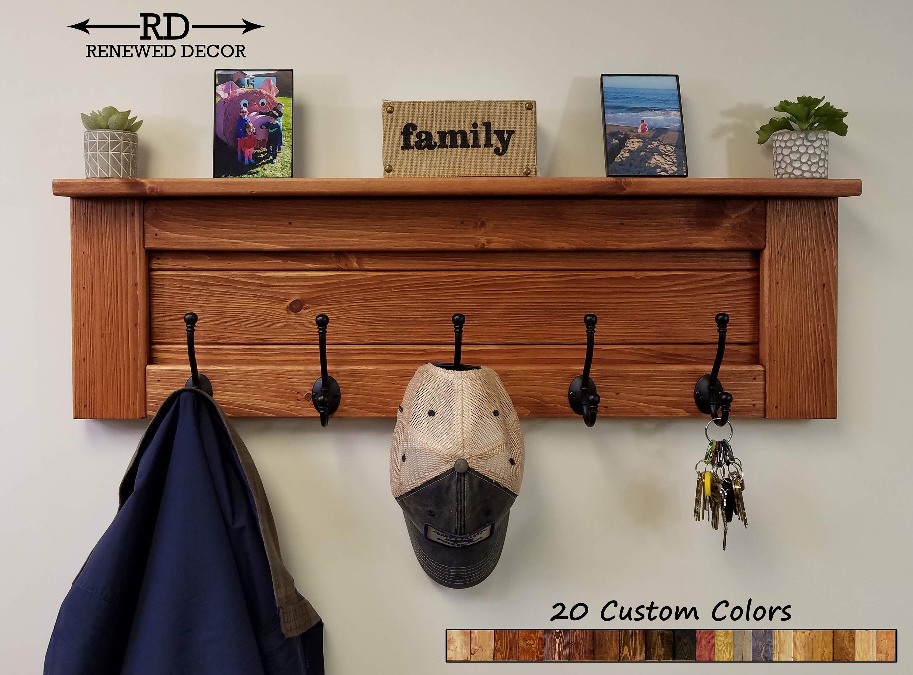 Chapel Hill Coat & Hat Hook Rack, Handmade in the USA