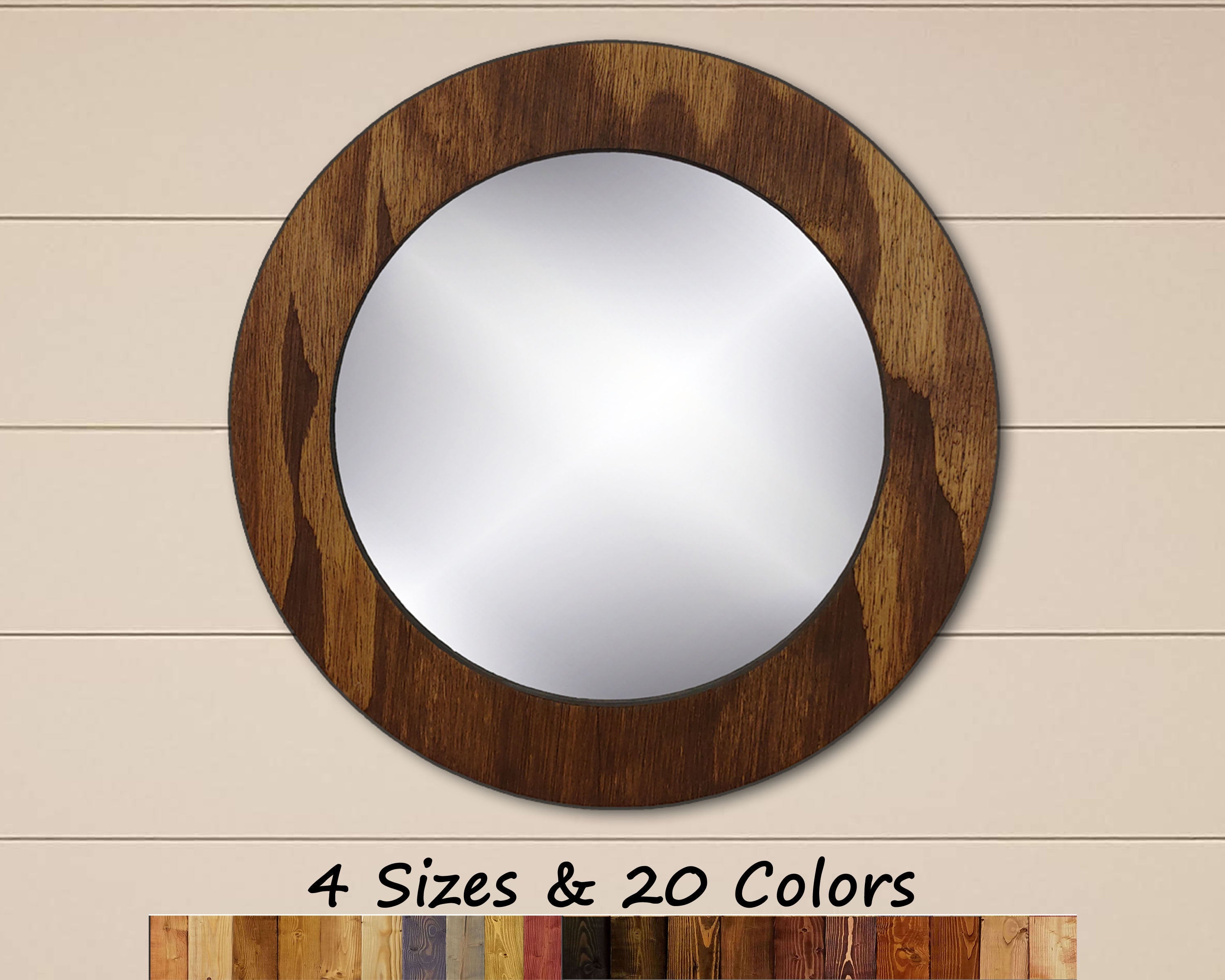 Wood Basics Round Decorative Wall Mirror, 20 Stain Color