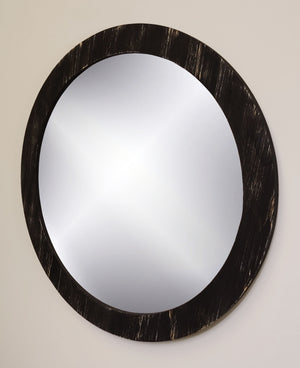 Wood Basics Round Decorative Wall Mirror, Mirror Wall Decor, Vanity Mirror, Bathroom Mirror, Industrial Mirror, Rustic Mirror - Renewed Decor & Storage