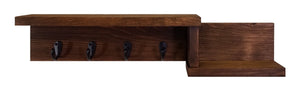 Allen Street Floating Shelf, Key Hooks and Wall Organizer - 20 Stain Colors, Shown In Special Walnut