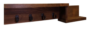 Allen Street Floating Shelf, Key Hooks and Wall Organizer - 20 Stain Colors, Shown In Special Walnut