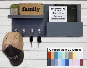 Norwich Wall Mount Mail Organizer, Entryway Wall Organizer, Key Holder for Wall, Floating Shelf, Wall Hooks, Rustic Decor - Renewed Decor & Storage