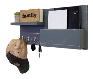 Norwich Wall Mount Mail Organizer, Entryway Wall Organizer, Key Holder for Wall, Floating Shelf, Wall Hooks, Rustic Decor - Renewed Decor & Storage
