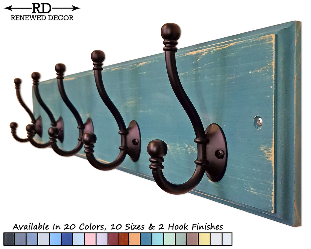 Brookside Wall Mounted Hook Rack - 20 Paint Colors, Renewed Decor