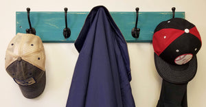 Brookside Wall Mounted Hook Rack - 20 Paint Colors, Shown in Coral Blue