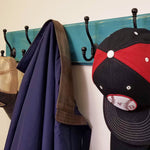 Brookside Wall Mounted Hook Rack - 20 Paint Colors, Shown in Coral Blue