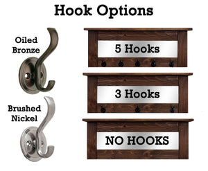 Oxford Farmhouse Wall Hook Coat Rack with Mirror & Shelf, Towel Hook, Purse Hook, Rustic Hook, Key Hooks - Renewed Decor & Storage