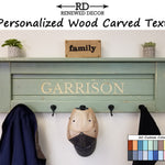 Personalized Chapel Hill Coat Hook Rack, & Shelf - 20 Colors, 5 Hook Finishes - Renewed Decor