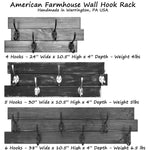 American Farmhouse Wood Wall Hook Rack, 3 Custom Sizes