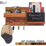 Chalkboard Front Classic Farmhouse Wall Mounted Organizer - 20 Stain Colors - Renewed Decor