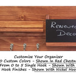 Chalkboard Front Classic Farmhouse Wall Mounted Organizer - 20 Stain Colors - Red Chestnut