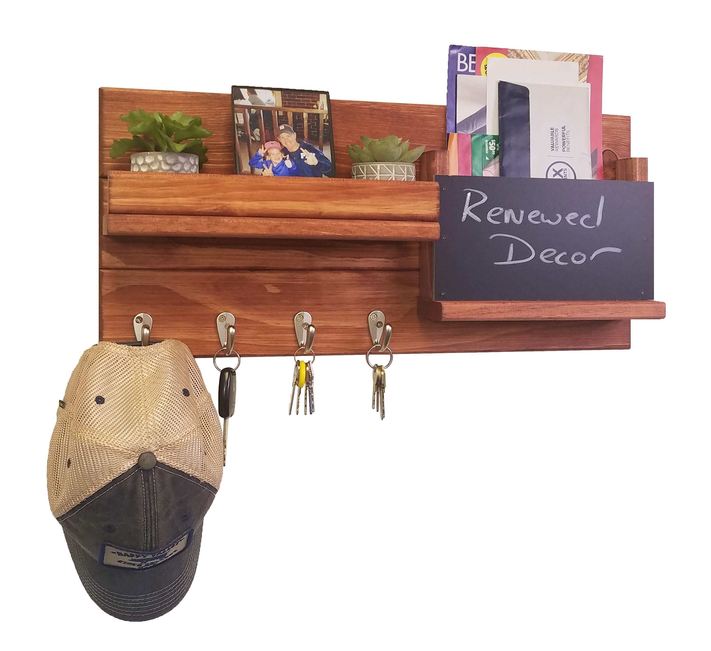 Chalkboard Front Classic Farmhouse Wall Mounted Organizer - 20 Stain Colors - Red Chestnut