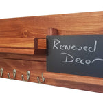Chalkboard Front Classic Farmhouse Wall Mounted Organizer - 20 Stain Colors - Red Chestnut