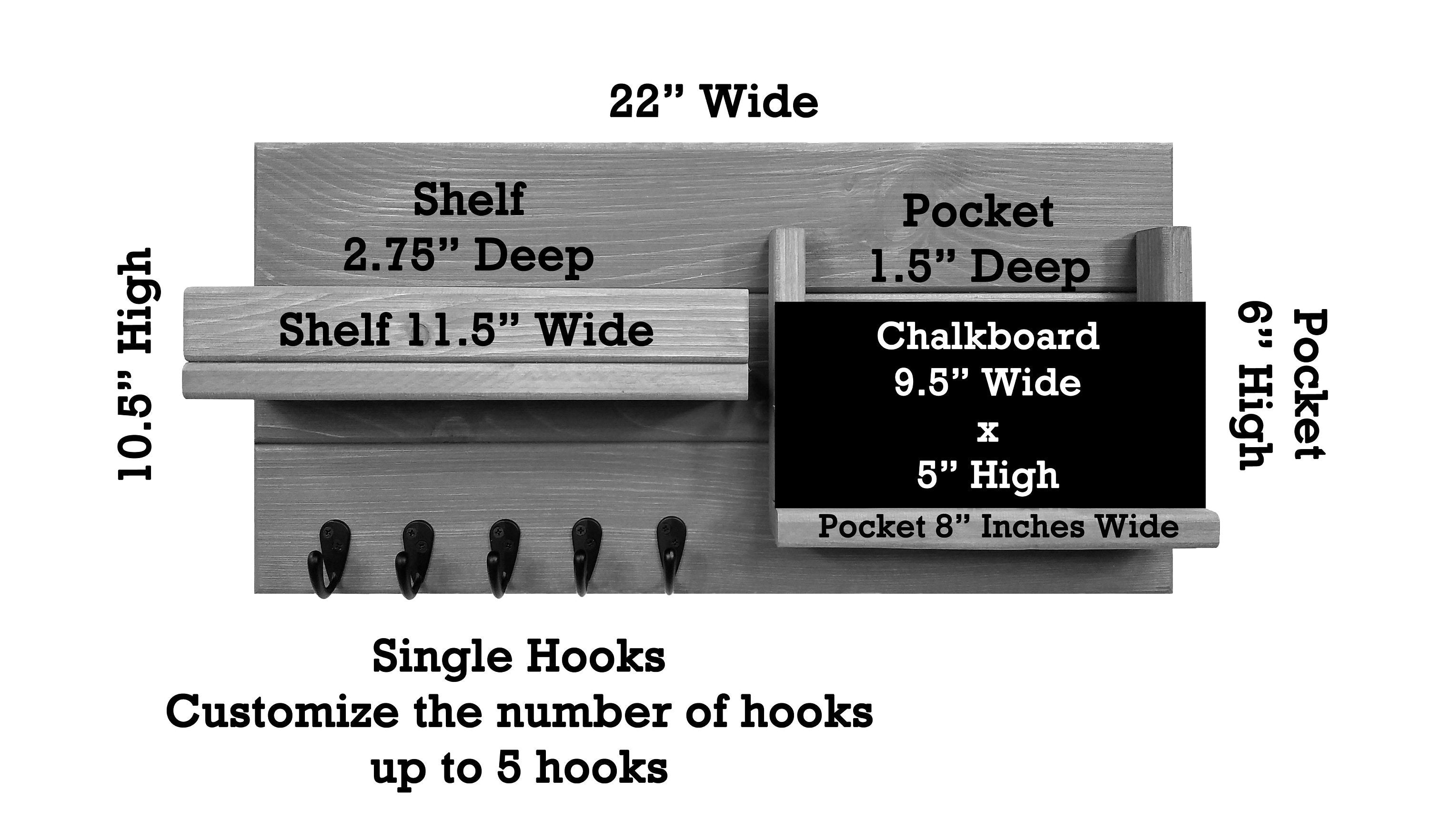 Chalkboard Front Classic Farmhouse Wall Mounted Organizer Size