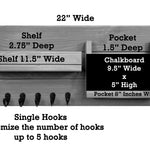 Chalkboard Front Classic Farmhouse Wall Mounted Organizer Size
