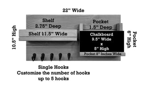 Chalkboard Front Classic Farmhouse Wall Mounted Organizer Size