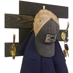 Cabin Wall Mounted Coat Rack - 20 Stain Colors, Shown In Ebony & Brass Hooks