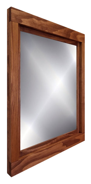 Farmhouse Wood Framed Wall Mirror - 20 Stain Colors, Shown in English Chestnut 