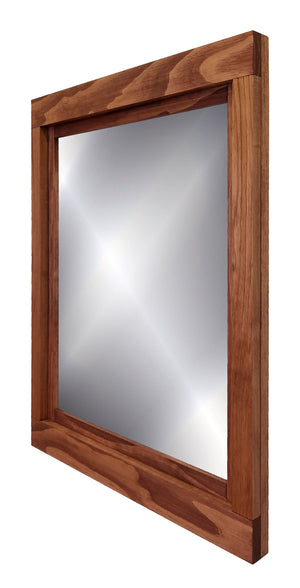 Farmhouse Wood Framed Wall Mirror - 20 Stain Colors, Shown in English Chestnut 