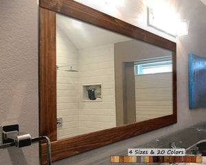 Natural Rustic Wall Mirror, Reclaimed Styled Wood Mirror, Vanity Mirror, Barnwood Mirror, Farmhouse Wall Decor, Bathroom Decor - Renewed Decor & Storage