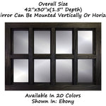 Farmhouse 8 Pane Framed Window Mirror 20 Colors, Shown in Ebony