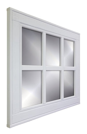 6 Pane Herringbone Rustic Wall Mirror, Shown in Bright Ivory White