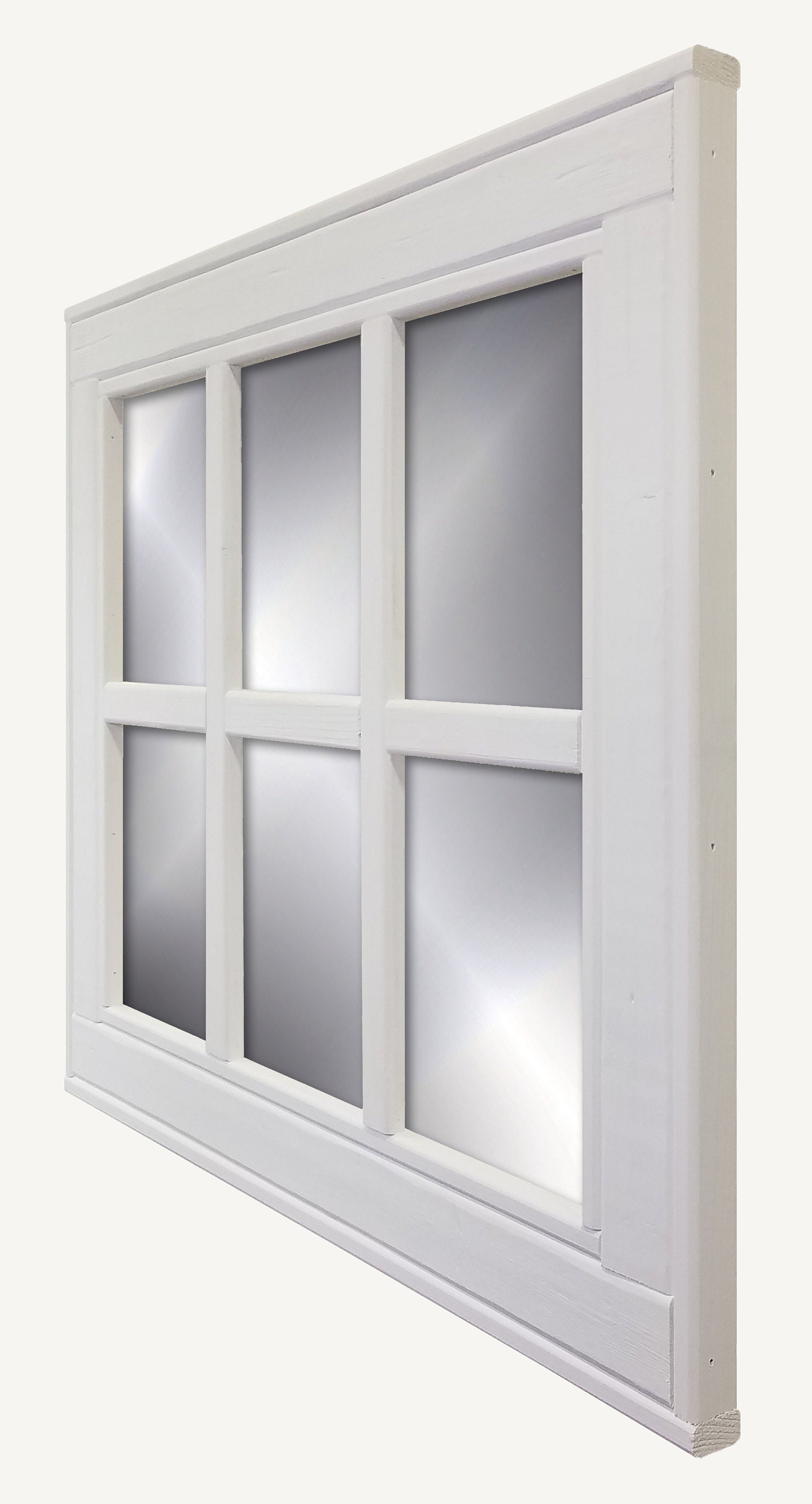6 Pane Herringbone Rustic Wall Mirror, Shown in Bright Ivory White