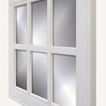 6 Pane Herringbone Rustic Wall Mirror, Shown in Bright Ivory White