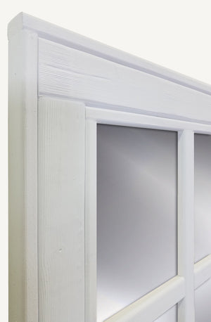 6 Pane Herringbone Rustic Wall Mirror, Shown in Bright Ivory White