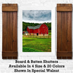 Board & Batten Shutters - 20 Stain Colors, Shown in Special Walnut